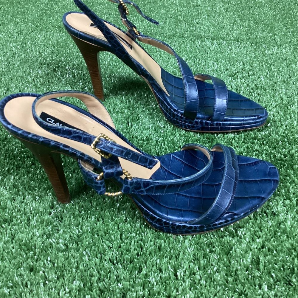 Vintage Claudia Ciuti  Blue Sandal Heel Pumps 10M - Picture 8 of 13